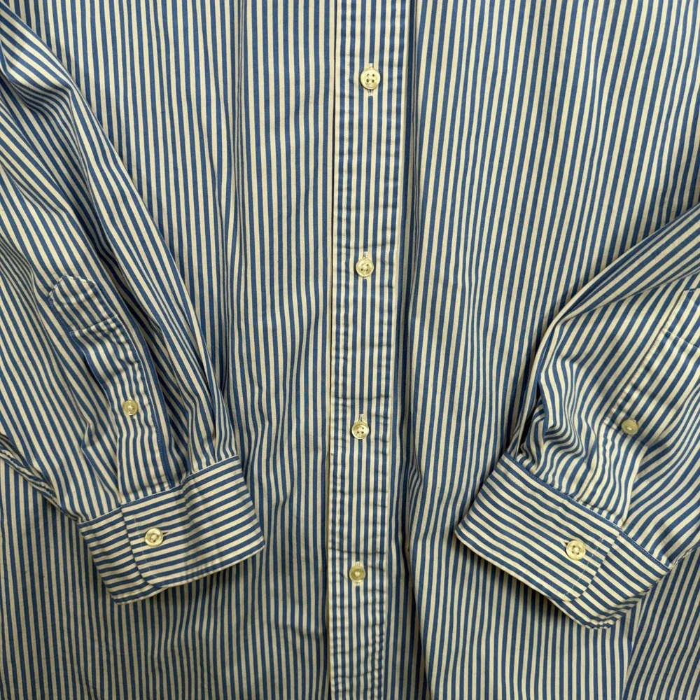 Polo Ralph Lauren 6XB Button Down Shirt Classic Striped Big and Tall Blue White
